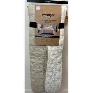 Wrangler 3-Piece Novelty Stitch Quilt Set Full Queen Beige Cactus Reversible NEW